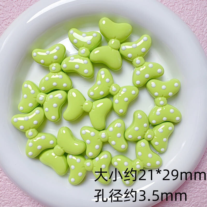 可爱卡通滴油波点蝴蝶结亚克力直孔散珠diy手机链串珠材料饰品配|undefined