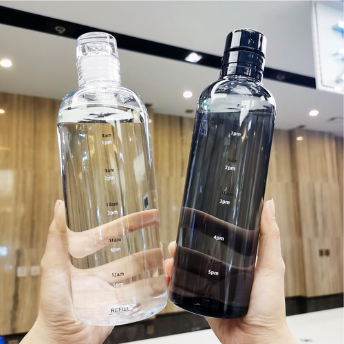 Xiaohongshu Style Time Scale Plastic Cup Transparent High-Aesthetics Glass Creative Water Cup On-the-Go Cup Gift Cup