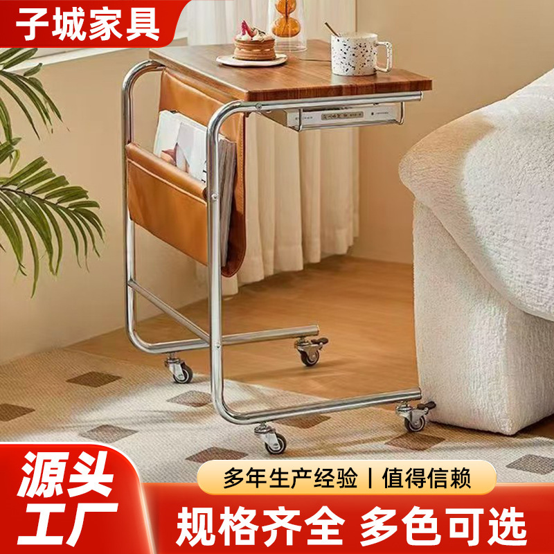 Cross-Border Amazon Side Table Movable Trolley Sofa Side Cabinet Simple Modern Living Room Coffee Table Storage Rack Mini