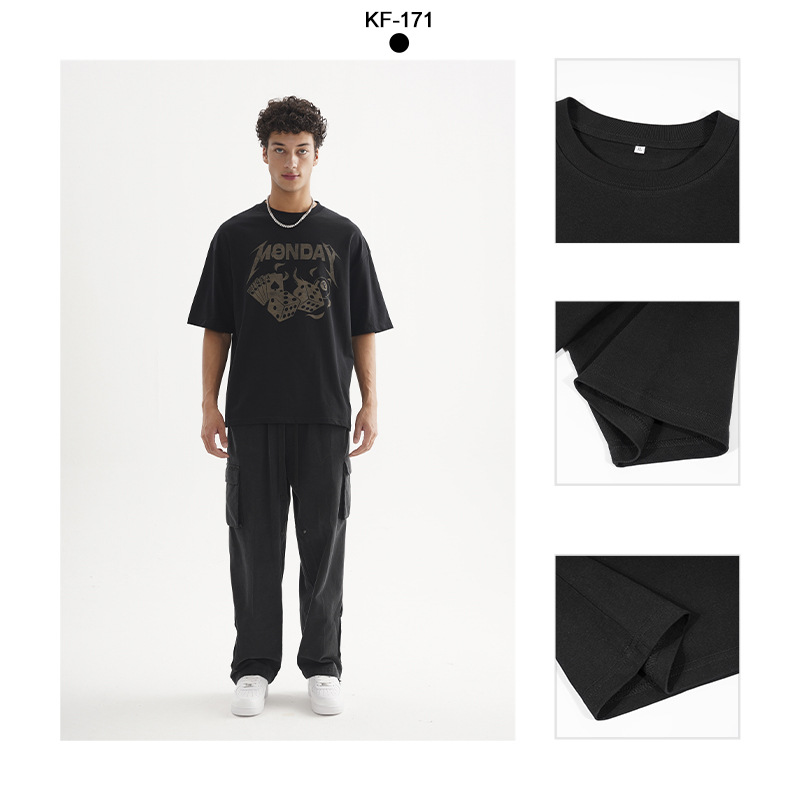 Camiseta americana de alta calidad, impresión de algodón suelta, ropa de moda para hombres, manga corta, casual para hombres