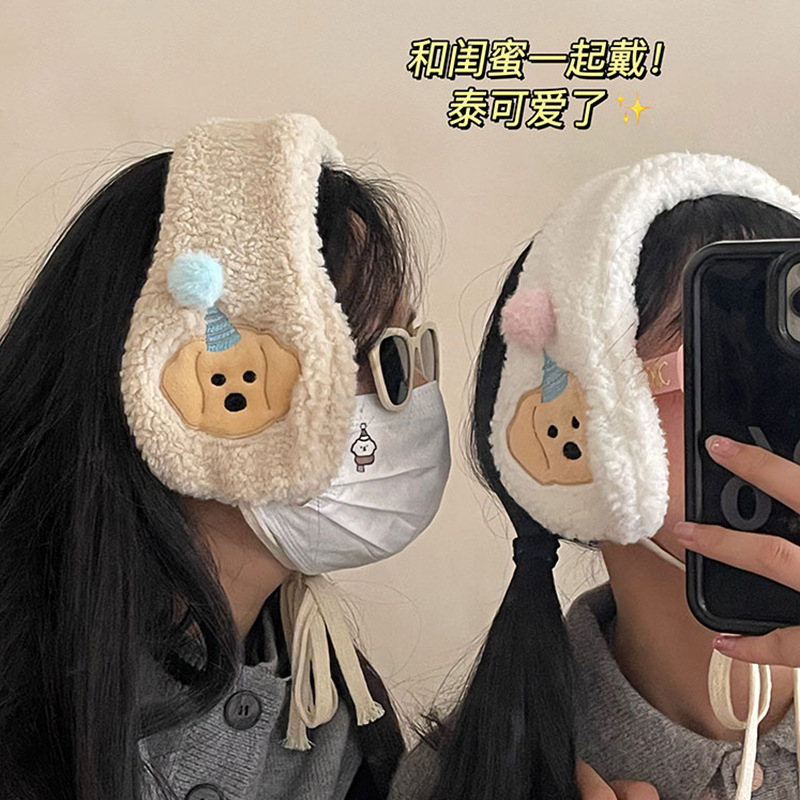 2023 nuevas orejeras invierno cálido invierno de las mujeres forrado de lana gruesa a prueba de viento anticongelante protección contra el frío orejeras montadas en la cabeza