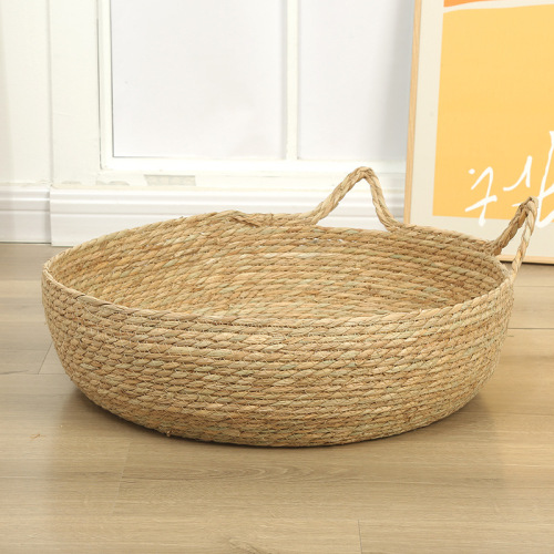 Cat Bed Woven Cat Nest Hand-woven Vine Bed Cat Scratch Pad Rush Four Seasons Cool Mat Round Dog Bed Cat Supplies