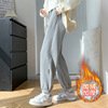 Tea color Plush thickening 2022 Autumn and winter new pattern Feet Carrot pants grandma Nine points Casual pants Tide pants