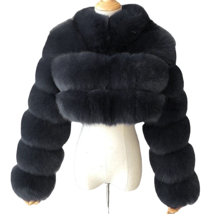 Women's Clothing fur coat short stand collar fur coat fur long sleeve splicing women's coat_voghion.com