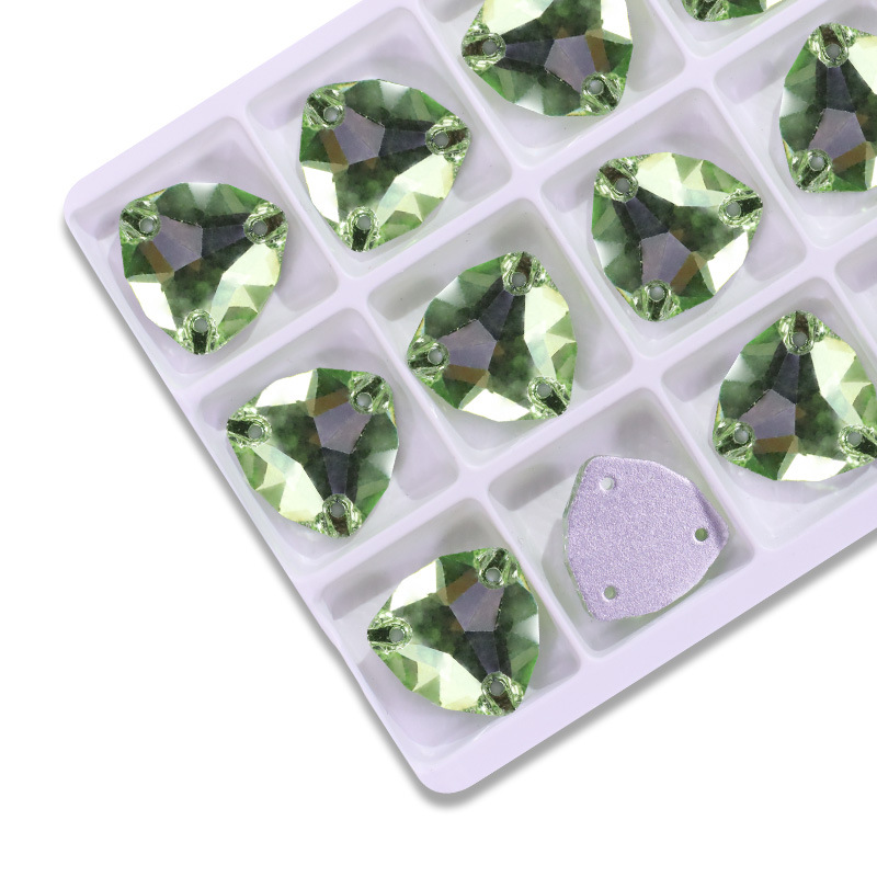 Triángulo gordo plano taladro de costura de mano triángulo gordo de vidrio de botón plano accesorios joyería DIY accesorios de ropa taladro