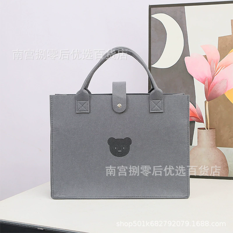 Handheld organizer tote bag, thickened construction, bear motif, sizes 20×15×9–40×30×13 cm