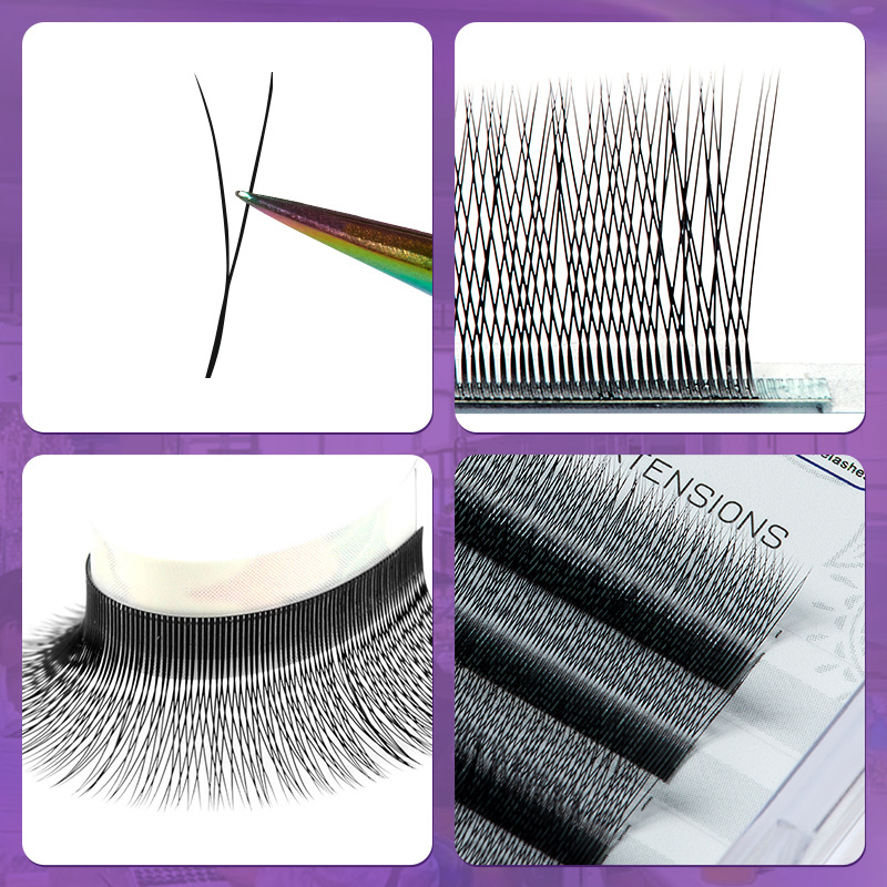 Fábrica de belleza pestañas 2DYY injerto de pelo suave pestañas pequeñas flores de vello en forma de V bifolia bebé curva estrecha fila de pestañas falsas transfronterizas