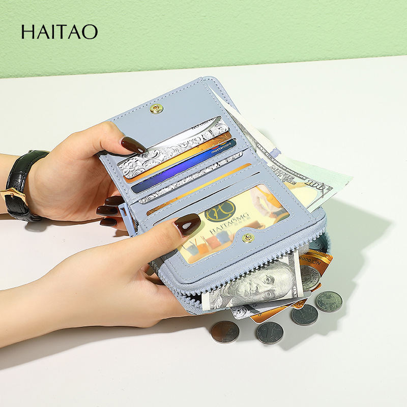 2025 nuevo estilo patrón de mezclilla billetera corta para mujer comercio exterior INS billetera de múltiples tarjetas