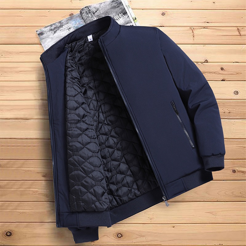 Chaqueta de mediana edad y ancianos Otoño e Invierno algodón y engrosamiento casual chaqueta de hombre de mediana edad collar de pie Chaqueta de algodón acolchado primavera y otoño ropa de papá