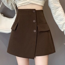 现货不规则西装短裙裤女m秋冬包邮新款高腰显瘦a字阔一件代发包邮