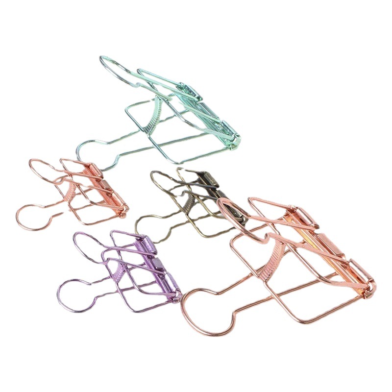 Clip de cola larga de oficina creativo, clip hueco, juego simple de color, clip de almacenamiento de archivos, clip de recibo de metal, clip al por mayor