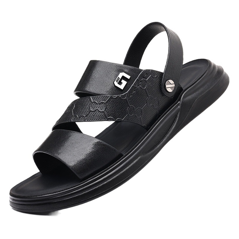 Sandalias de piel de oveja de primera capa para hombre, zapatos de playa informales de cuero genuino, sandalias de cuero para hombre para exteriores, zapatos y zapatillas transpirables para hombre para exteriores