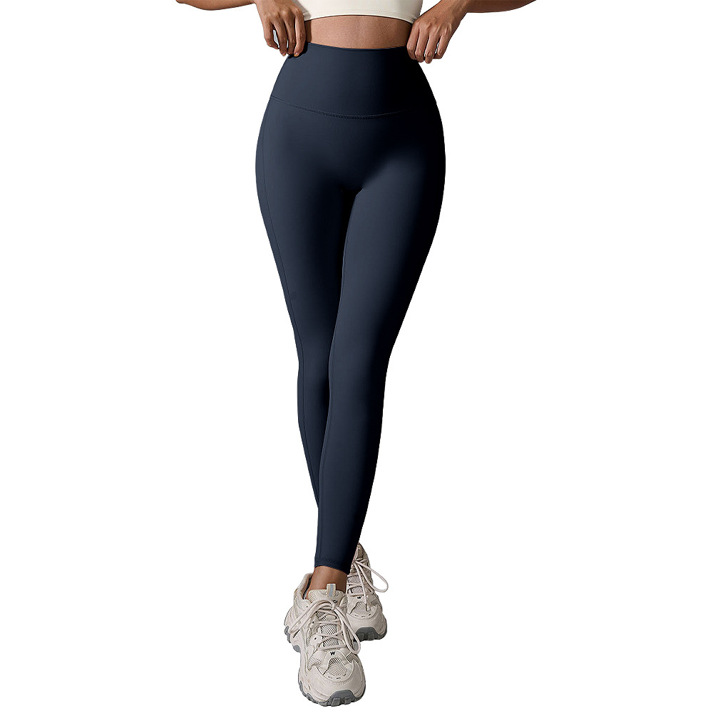 2024 Amazonas Europa y los Estados Unidos brillante desnudo sensación apretado pantalon de elevación de cadera nueve puntos base de pantalones