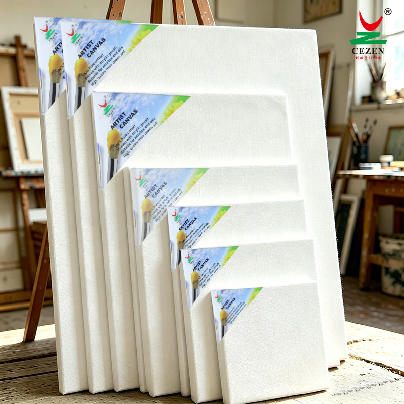 Marcos de pintura al óleo de superficie de color de algodón puro lino rectangular tablero de lienzo de aceite redondo en marcos de pintura al óleo de pigmento de acrílico
