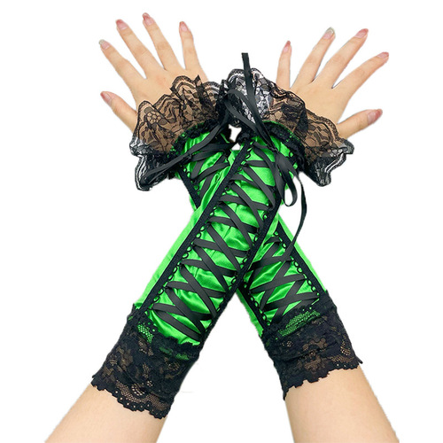 Sleeve protector female cute green wedding glove sleeves cosplay stage performance gloves lace sleeves