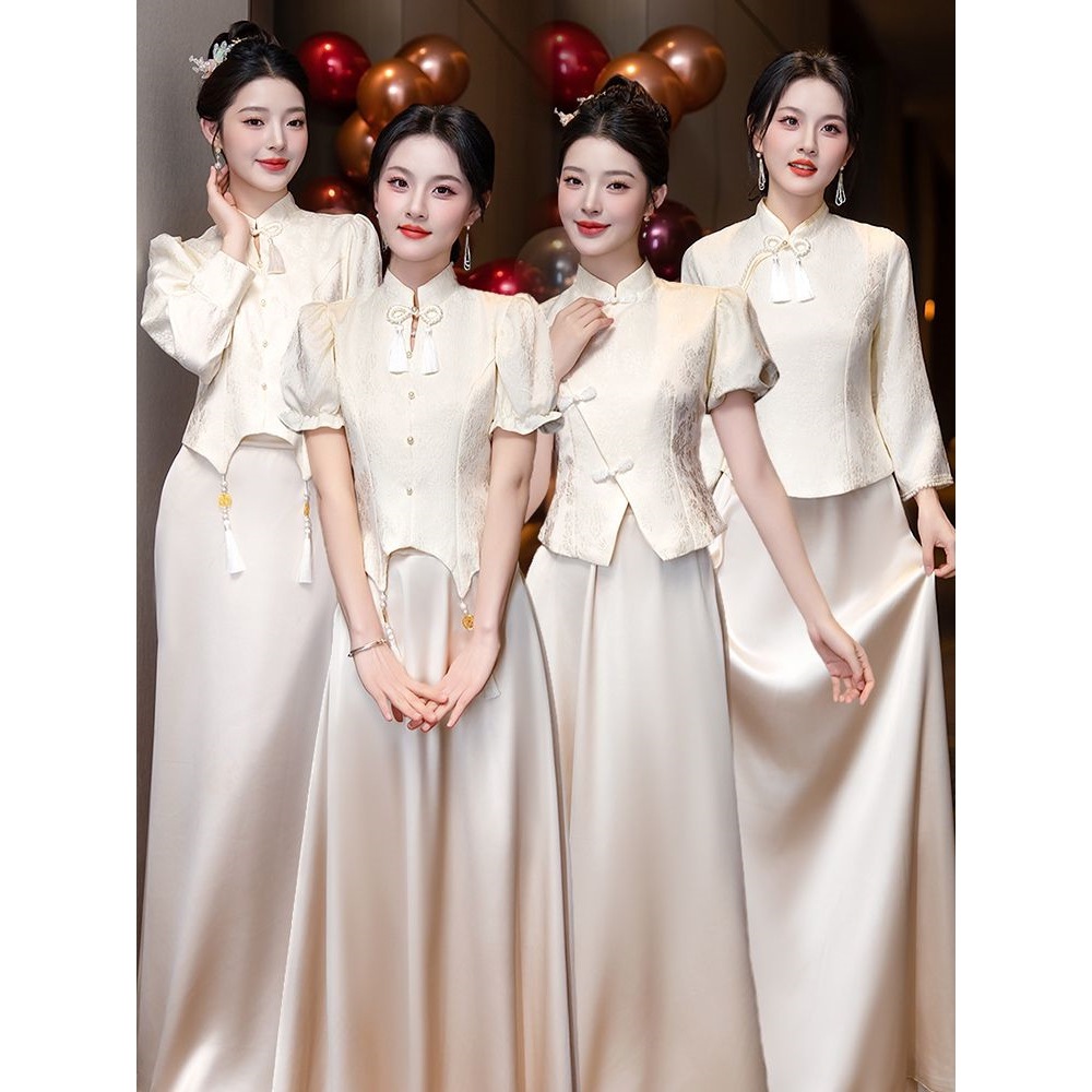 Bridesmaid Dresses 2026 New Style Slimming Champagne Color for Petite Sisters, High-End Feel, Can Be Worn Casually, Chinese-Style Formal Dress for Women