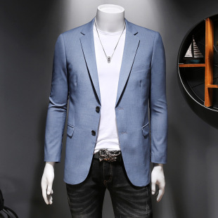2023 Spring New Casual Suit Jacket Men's Business Slim Large Size Thin Single-Breasted Suit Solid Color Top