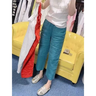 大码女装棉麻阔腿裤女夏季薄款梨形身材八分裤子小个子显瘦休闲裤