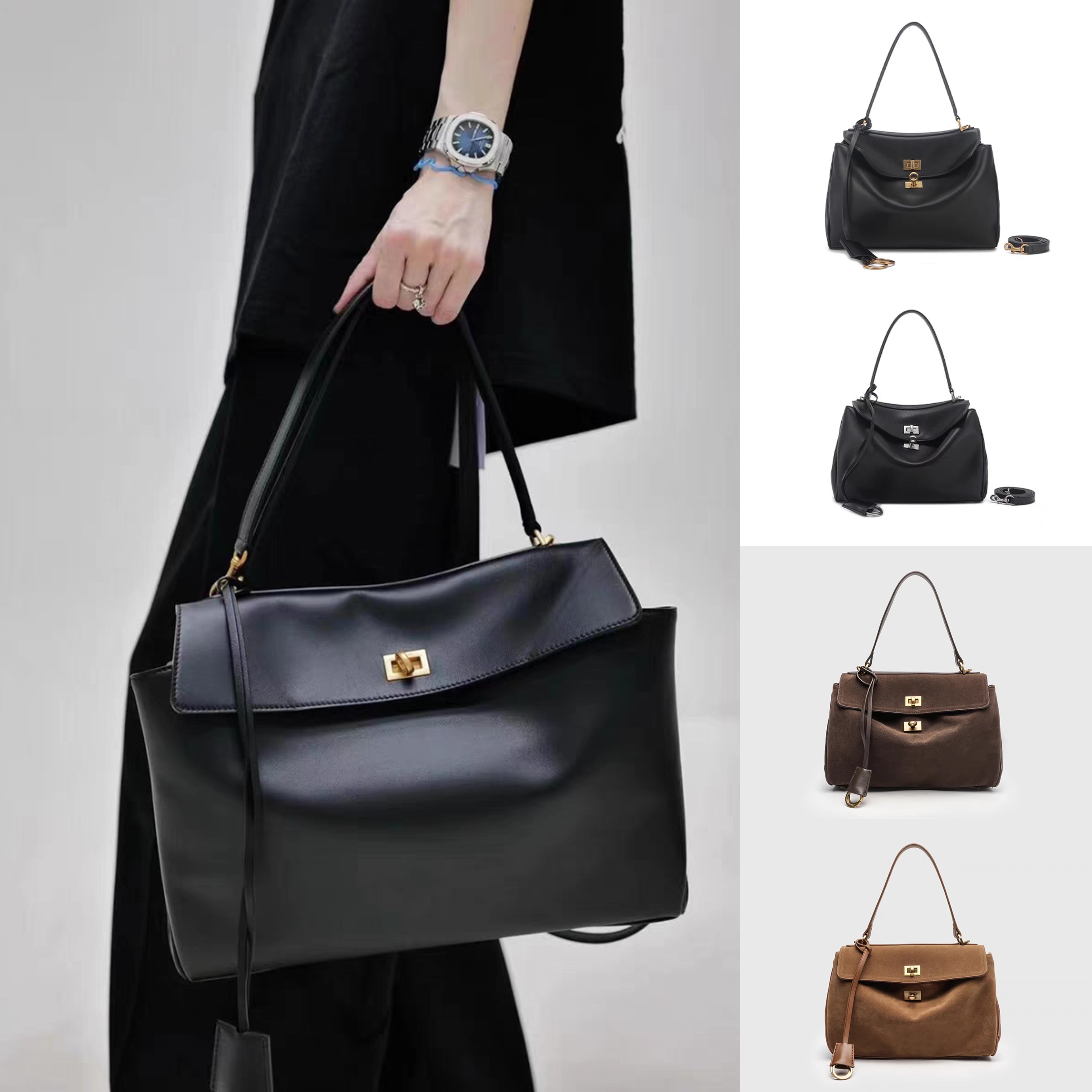 Niche 5 New Kelly Bag Tote Bag Shoulder High-End Crossbody Bag Calfskin Handbag Women's Large Capacity