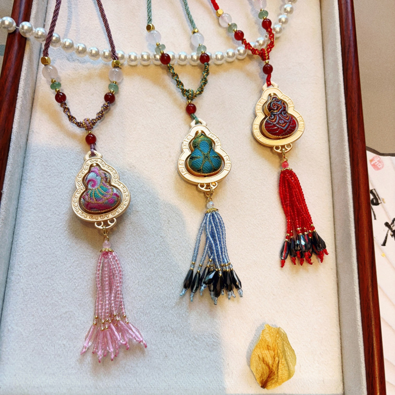 【成品】纯手工新旋转葫芦挂件古风礼品福袋挂饰平安符宋锦项链款|undefined