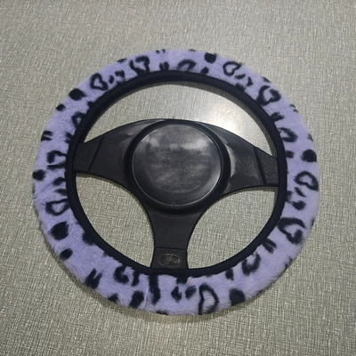 small rabbit hair car anti-skid – Steering wheel cover - long-hair-heart-purple-without-inner-ring-38cm