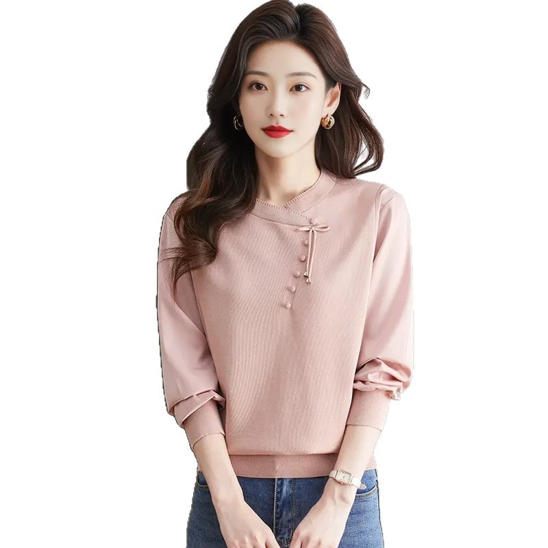 春秋女装2025年新款布拼接早秋遮肚子针织衫女上衣秋季宽松打底衫|undefined
