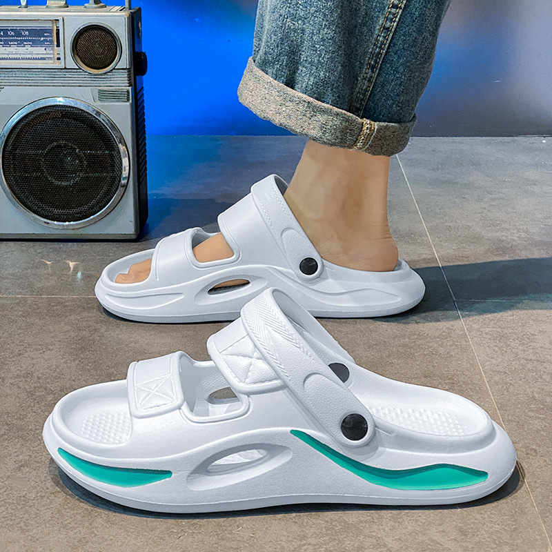 Zapatillas 2025 verano nuevo estilo hombre tendencia todo-fósforo casual hombre cómodo suela gruesa pisando mierda chanclas de alto valor