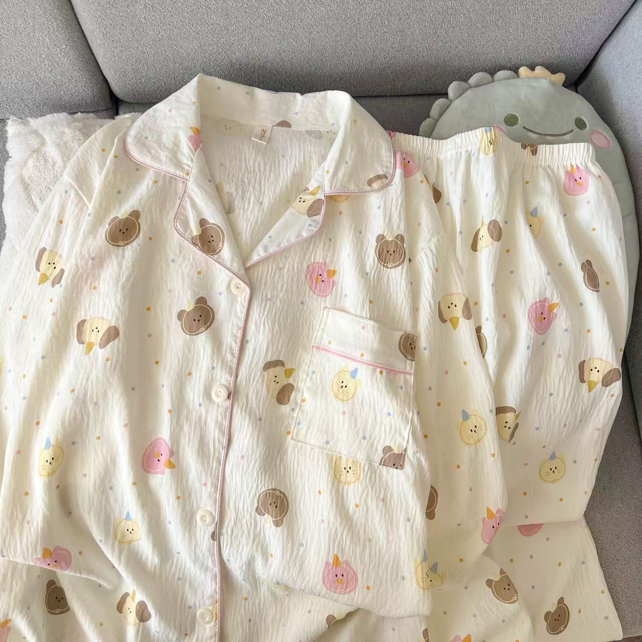 外国貿易クロスボーダー卸売クラウドコットン長袖ズボン 120 グラムパジャマ女性のための Xiaoxin 外で着用できるラペルカーディガンホーム服