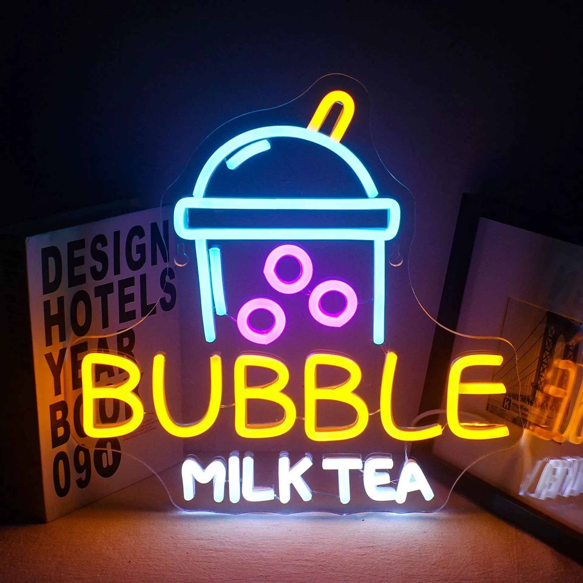 Светодиодная неоновая вывеска кастом лед-cream и милк-ти напитки, лёгкая, разные размеры, 10 Вт