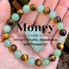 天然虎眼石手串仿绿东陵石头手链风水爆款饰品串珠bracelet