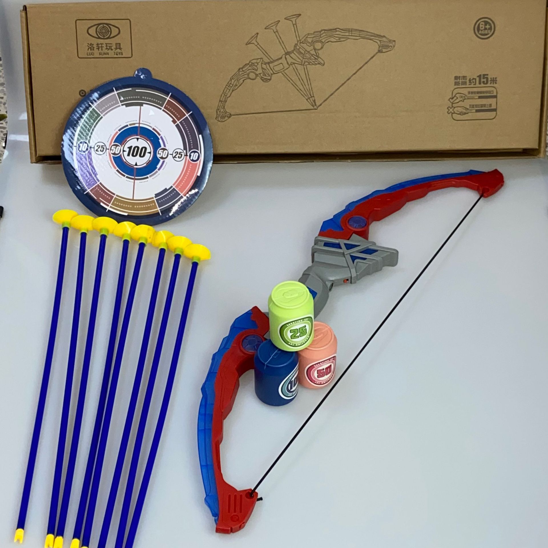 라이트 레드 및 파란색 8 화살표 플러스 황소 눈 + 3 캔 전기 비즈니스 팩