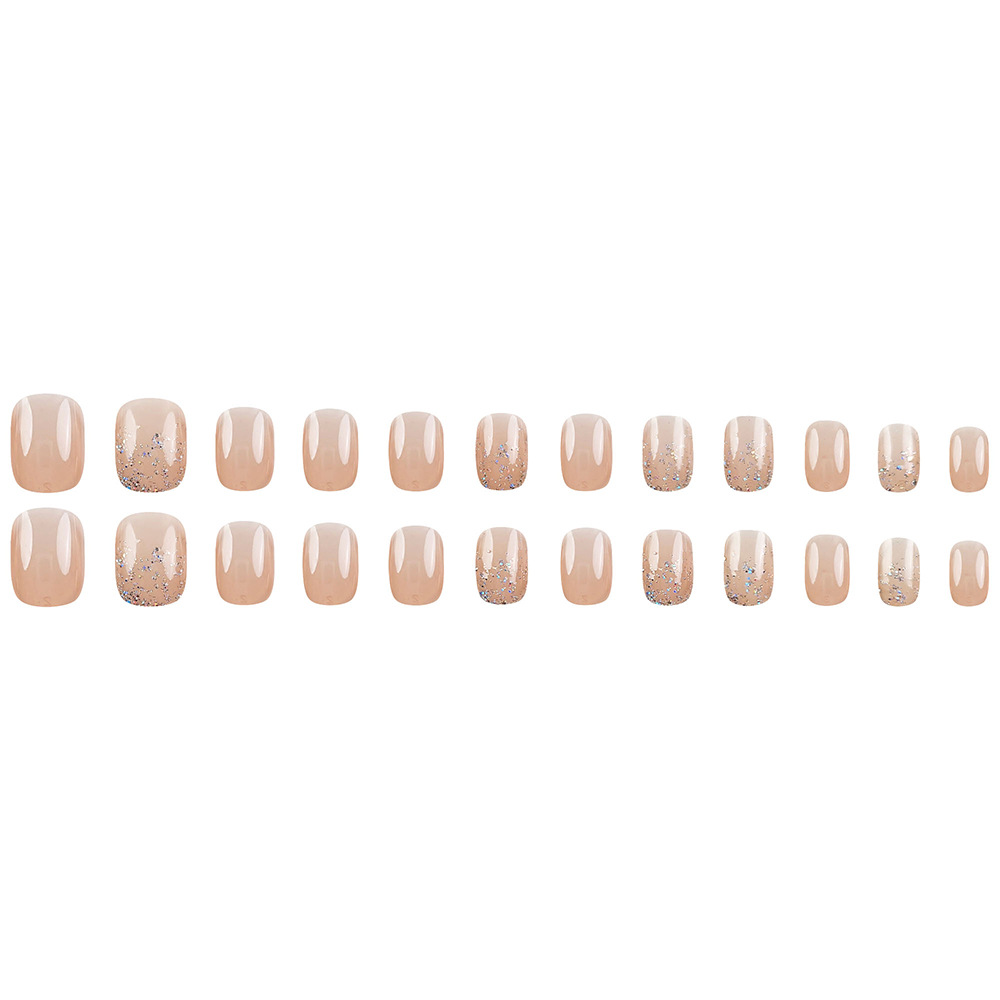 Desnudo pulverizado, brillante, transparente, clareador de uñas, simple, suave, viento, desgaste de uñas, 24 piezas, parche de uñas terminado image 6
