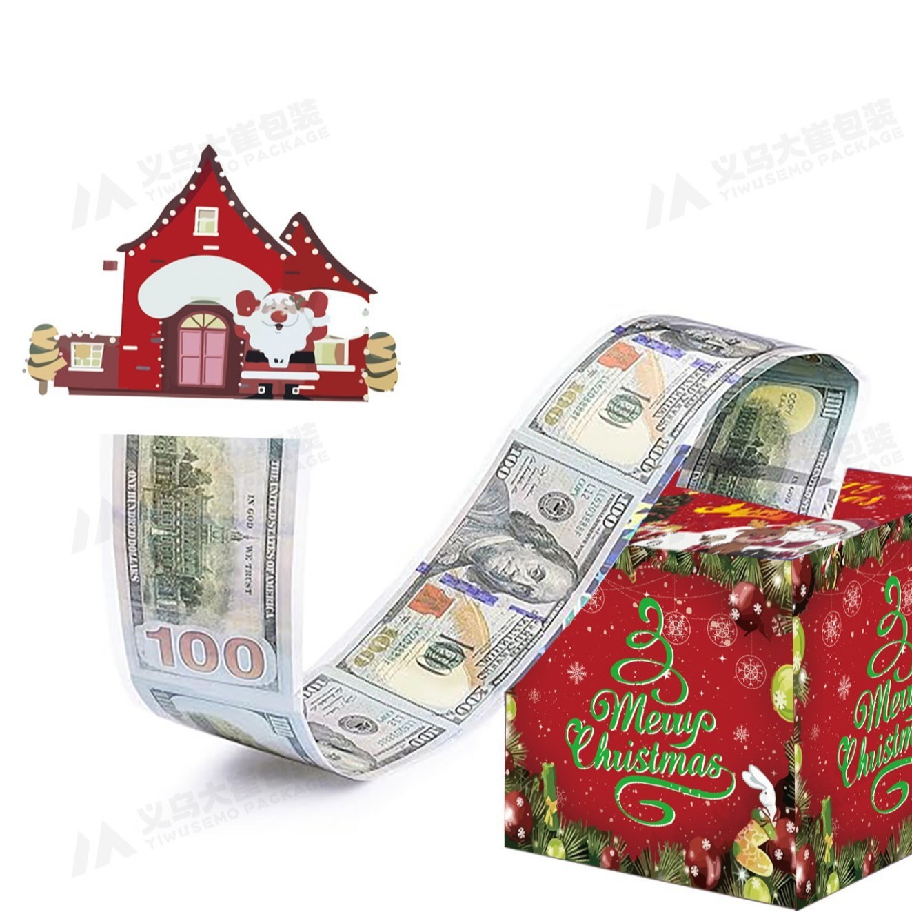 즉시 배송 가능한 빨간색 집 모양 크리스마스 장식