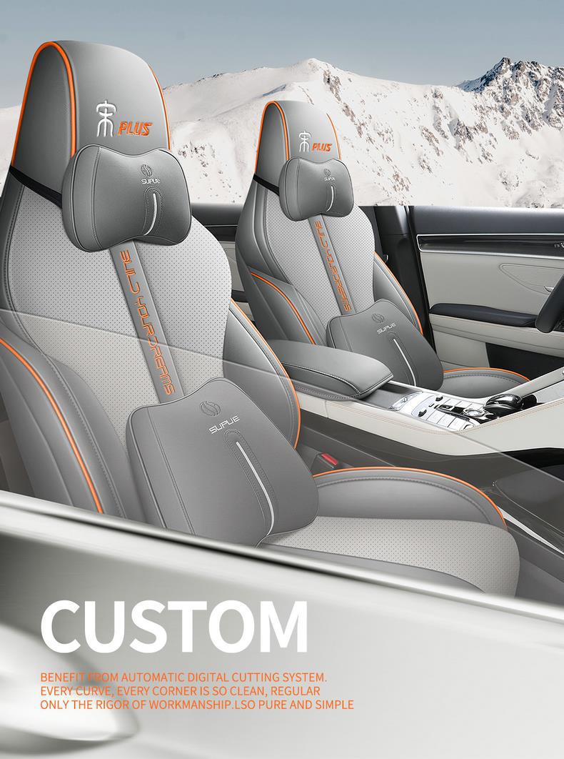Specialized Leather Car Seat Covers for Byd Song Plus, Suitable for All Seasons, Full Coverage Seat Cushion