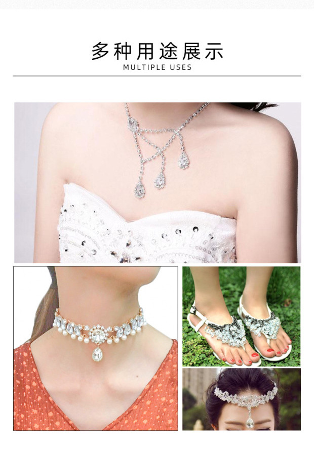 Factory wholesale of single-hanging water-drop glass claw drills for clothing, wedding dresses, shoes, accessories and DIY hand-sewn drills with holes detail image 8