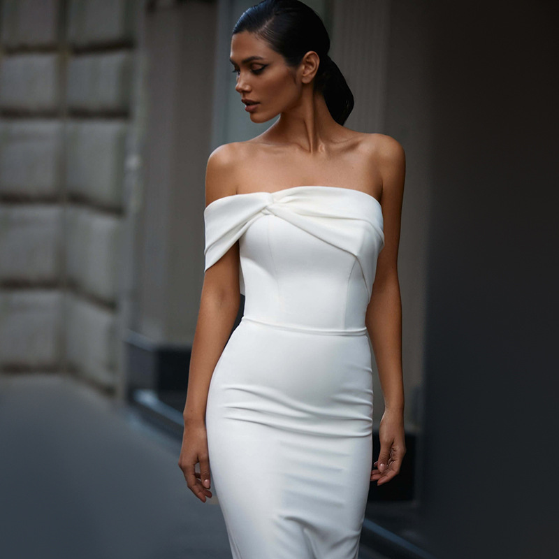 2023 New European and American Fashion White Off-shoulder Slim Fit Bandage dress Summer Banquet Party Dress 2023 New European and American Fashion White Off-shoulder Slim Fit Bandage dress Summer Banquet Party Dress