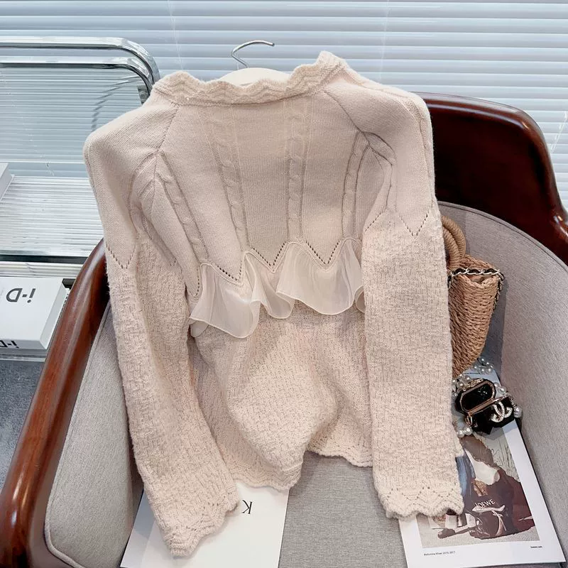 Demi-season cute knitted sweater, cardigan, loose fit
