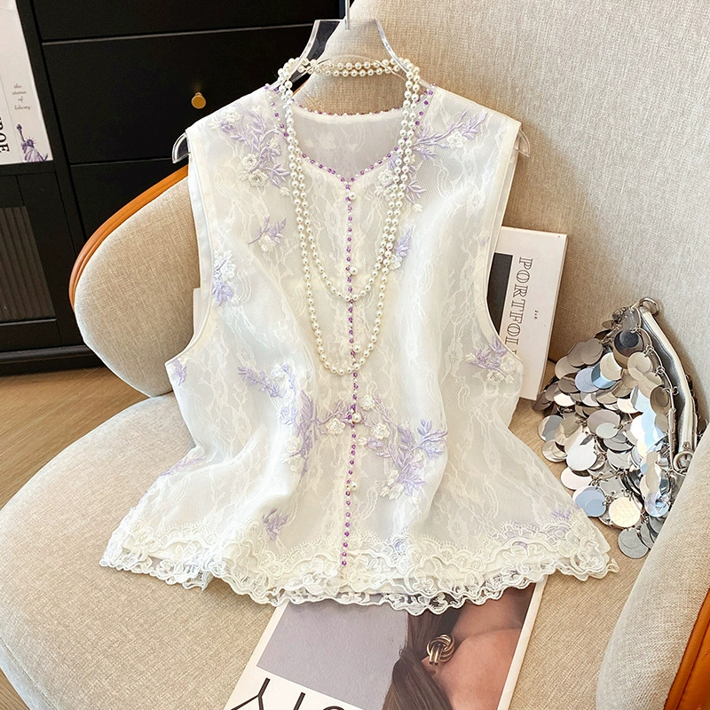 Настоящая фотография нового легкого жилета в китайском стиле в национальном стиле, летний тонкий жилет с вышивкой, жилет в стиле ретро, ​​куртка без рукавов, топ