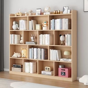 Storage Rack Floor-Standing Wall Combination Cabinet Living Room Children's Study Storage Household Bookcase Solid Wood Bookshelf