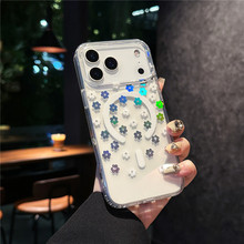 适用iPhone17手机壳电镀贴钻炫彩雏菊13苹果15磁吸壳透明14Promax