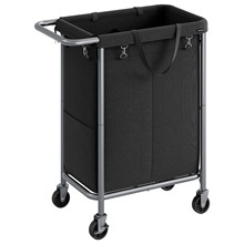 2 段式洗衣篮带轮子的洗衣篮可拆卸衬垫钢架带手柄毛毯衣物收纳