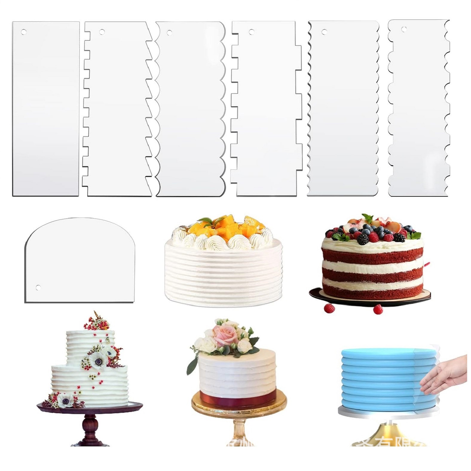 Raspador de pastel acrílico transparente grande raspador de pastel horneado raspador de pastel raspador de raspador de raspador suave