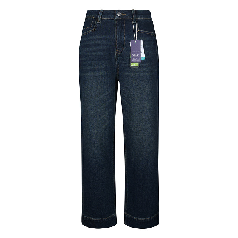 Wang Zha D Family」Yangtze Yarn Wool Twill Straight Baguette Jeans Women's Winter Warm High Waist Casual Pants Wang Zha D Family」Yangtze Yarn Wool Twill Straight Baguette Jeans Women's Winter Warm High Waist Casual Pants