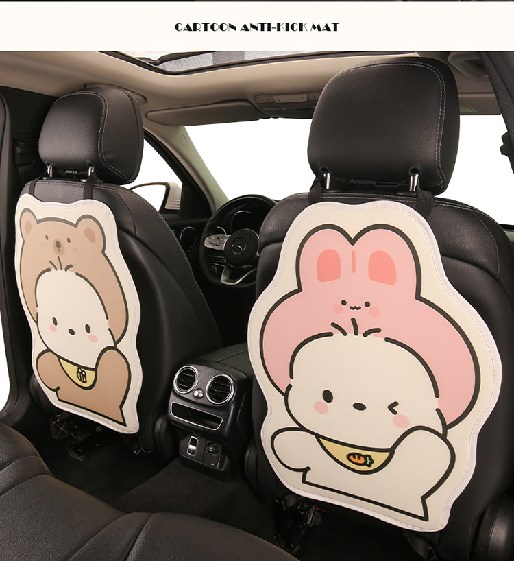 Hat-Shaped Pochacco Anti-Kick Pad, Long Style, Cute for Ladies and Children, Cartoon Car Seat Back Anti-Kick Pad, Anti-Dirty Pad for Car Use