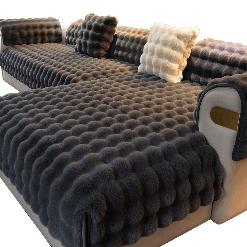 Rabbit Fur Plush Autumn Thickened Leather Non-Slip Seat Cushion Winter Bubble Velvet Sofa Towel Export Label_voghion.com