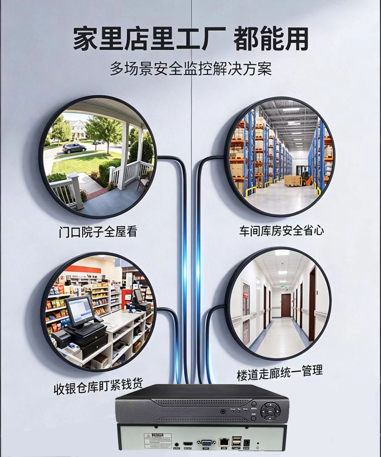 跨境专供NVR单盘位8路500万录像机10路16路4K网络高清硬盘录像机