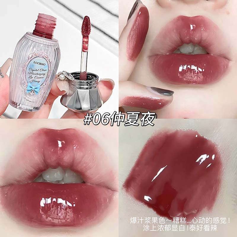 LUCKGO Crystal Clear Moisturizing Lip Essence Honey Light Line Moisturizing Lipstick Espejo de aceite de labios hidratante y color transfronterizo duradero