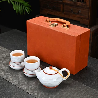 山水功夫茶具套装多花面 家用办公便携旅行茶具商务礼品批发