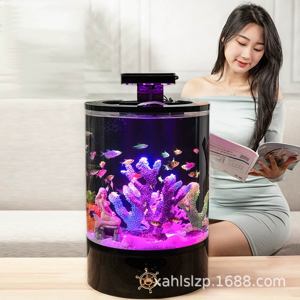 Haolong Новый экологический аквариум Маленький Настольный аквариум для золотой рыбки Гостиная Бытовой акриловый цилиндрический резервуар для разведения
