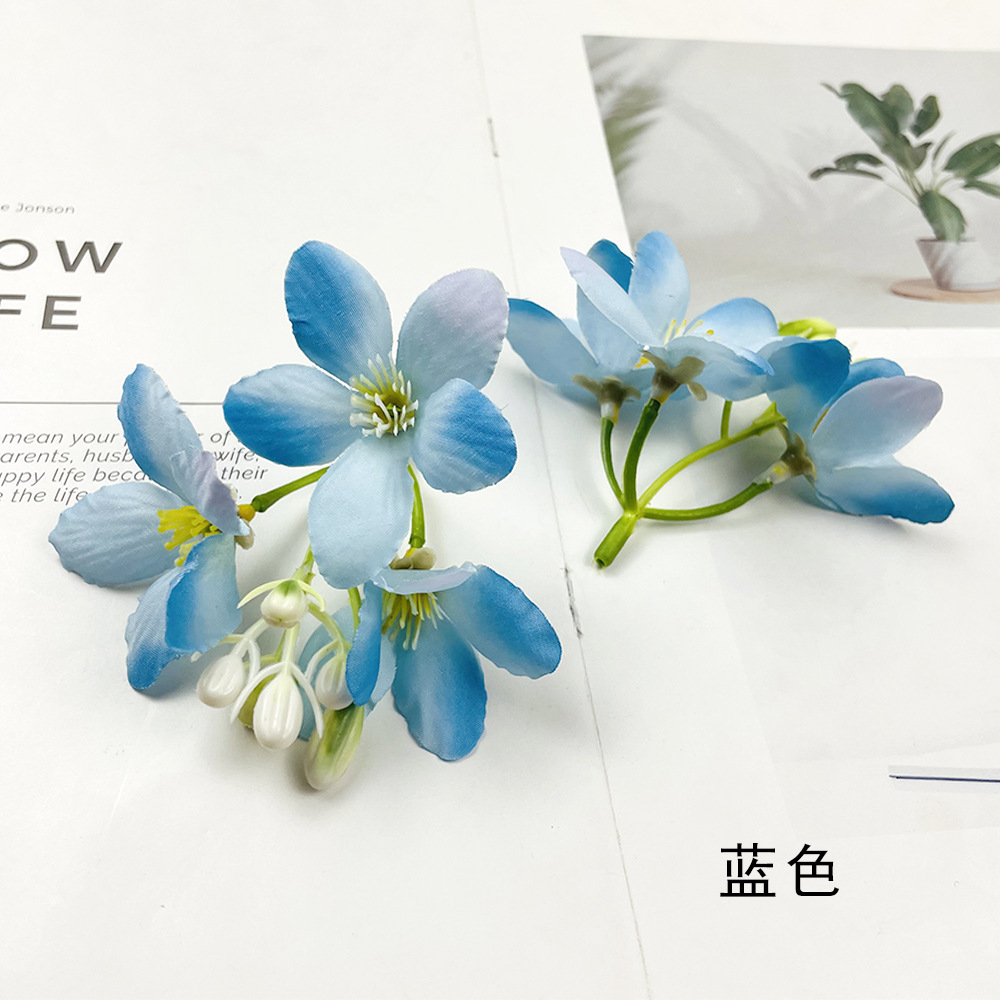 Simulación de 3 hortenas Begonia cadena de flores DIY hecha a mano toque de cabeza pinza de material accesorios paquete de decoración de fotografía del hogar